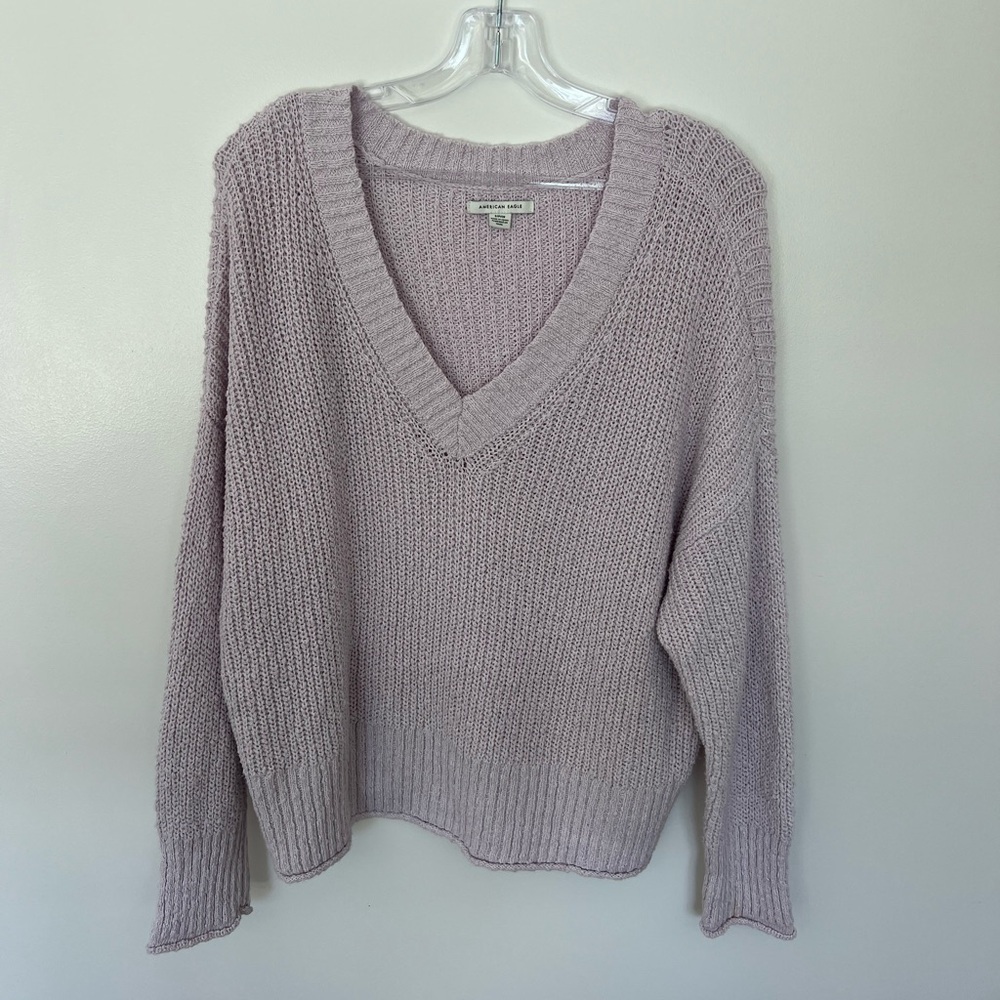 American Eagle Lavender Waffle-Knit Sweater, Small